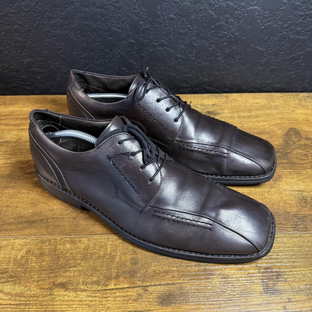 Studio Belvedere King Mens Brown Leather Oxford Dress Shoes Size 12D Brazil